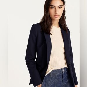 J.Crew Women's 100% Cotton Blazer Suit Jacket Size 2 Navy Business Office Career